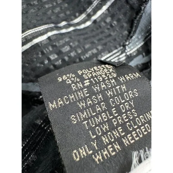 VTG Men Shirt Y2K Semi Sheer Metallic Embroidered Cross 3/4 Sleeve Bling Goth XL - Picture 8 of 8